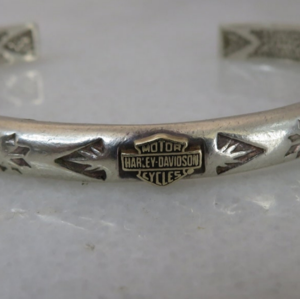 Harley Davidson Cuff Bracelet,Sterling Silver,Navajo Vintage
